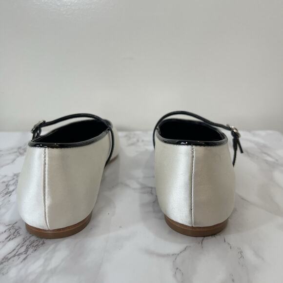 Reformation Womens Mariella Mary Jane Ballet Flats Size 5.5 Black White Minimal - Picture 4 of 15
